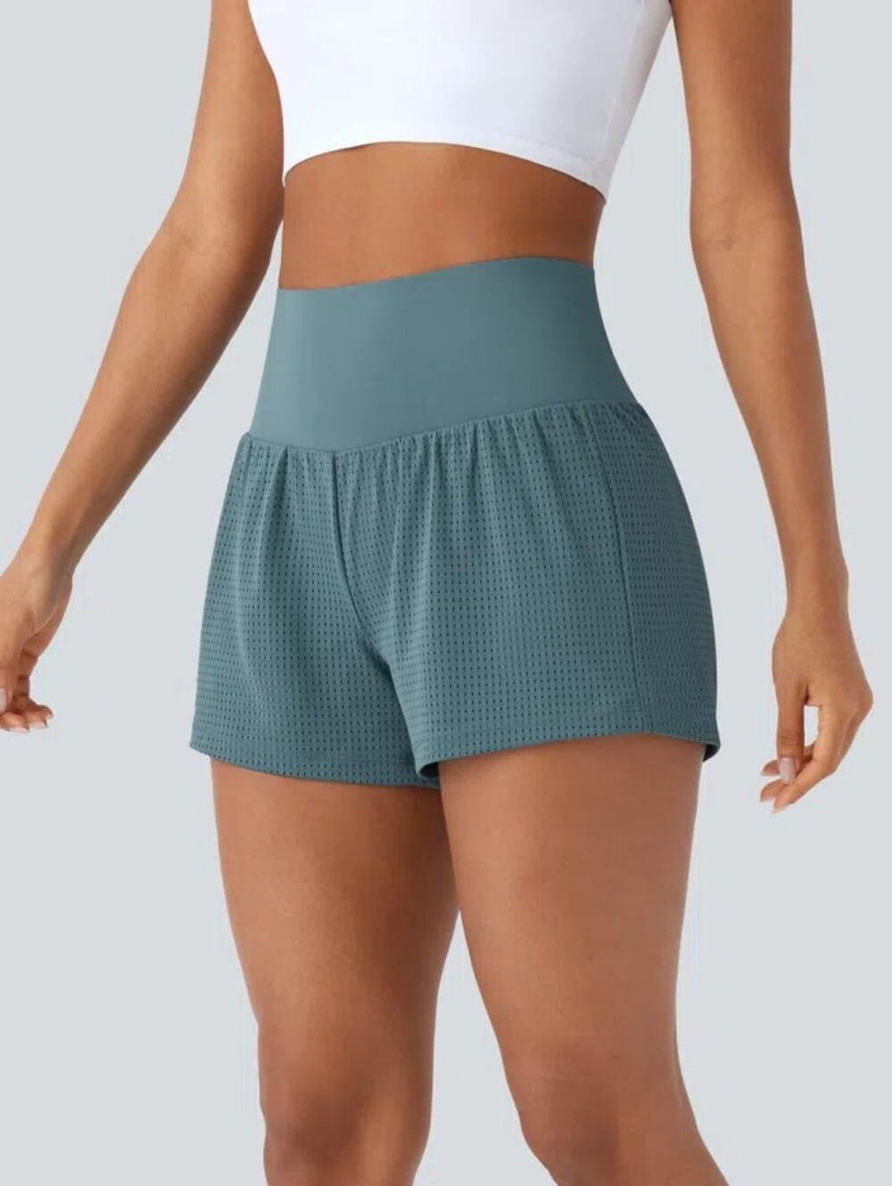 NWT Halara Super High Waisted Tummy Control Perforated 2-in-1 Yoga Shorts S